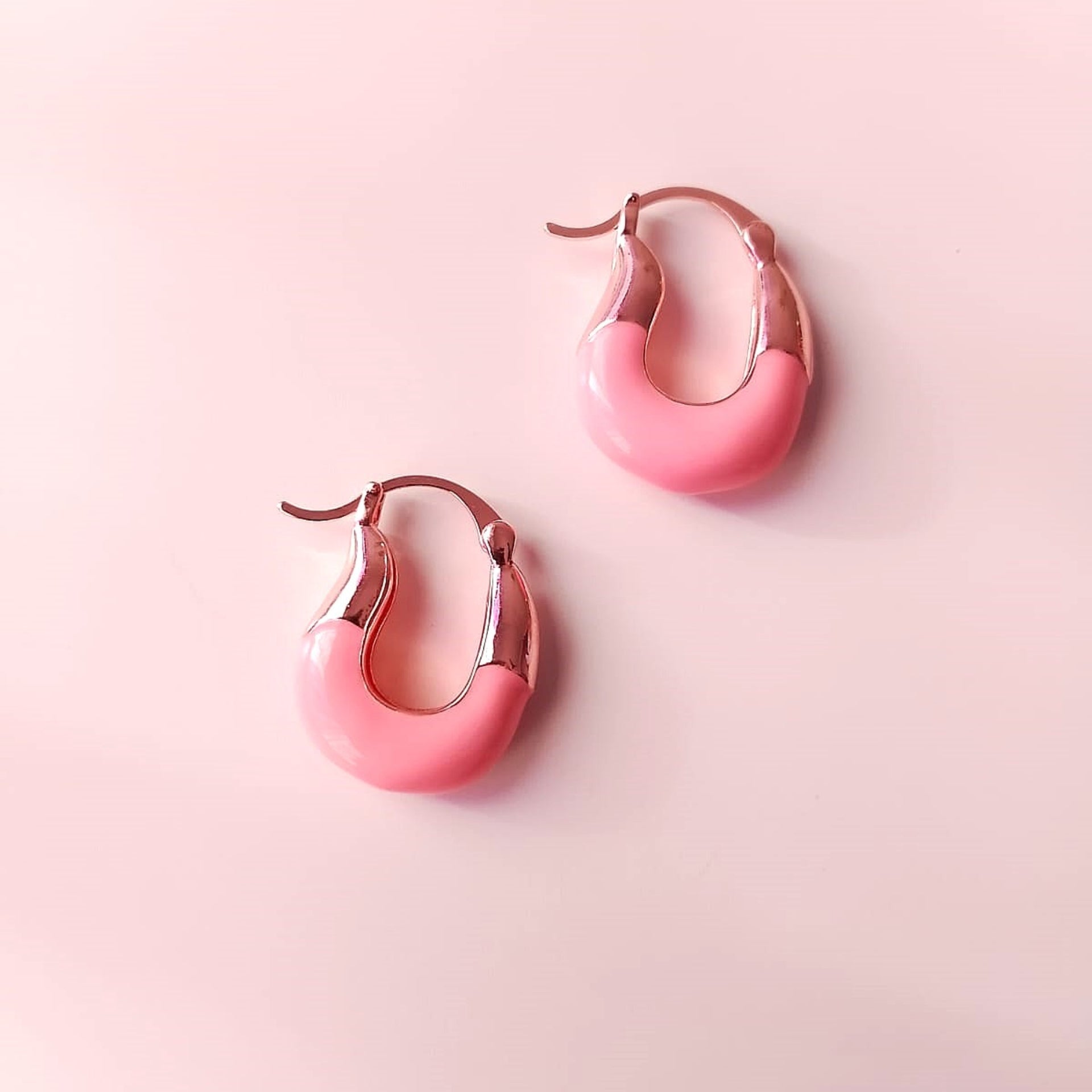 Pink Chic Beaded Hoop Earrings – Bold, Minimal & Lightweight