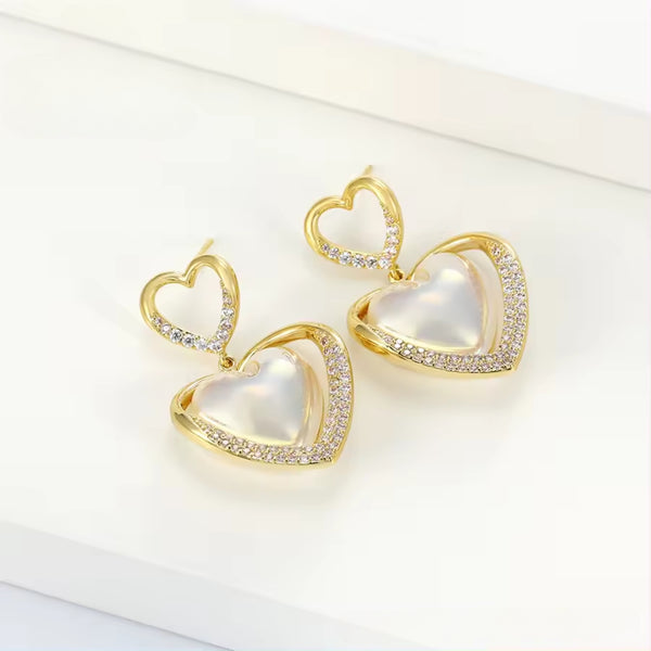 Pure White Pearl Heart Earrings