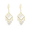 Glittering Diamond Pearl Hoop Earrings