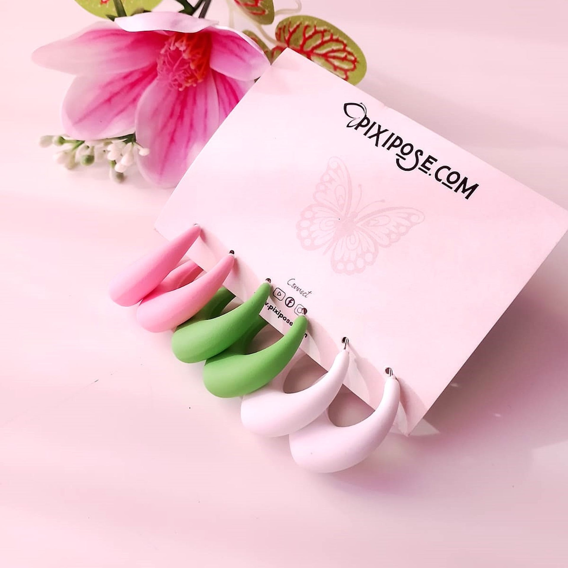 Pastel Dreams Multicolour Hoop Earrings Set – 3 Pair Chunky Matte Hoops for Women & Girls