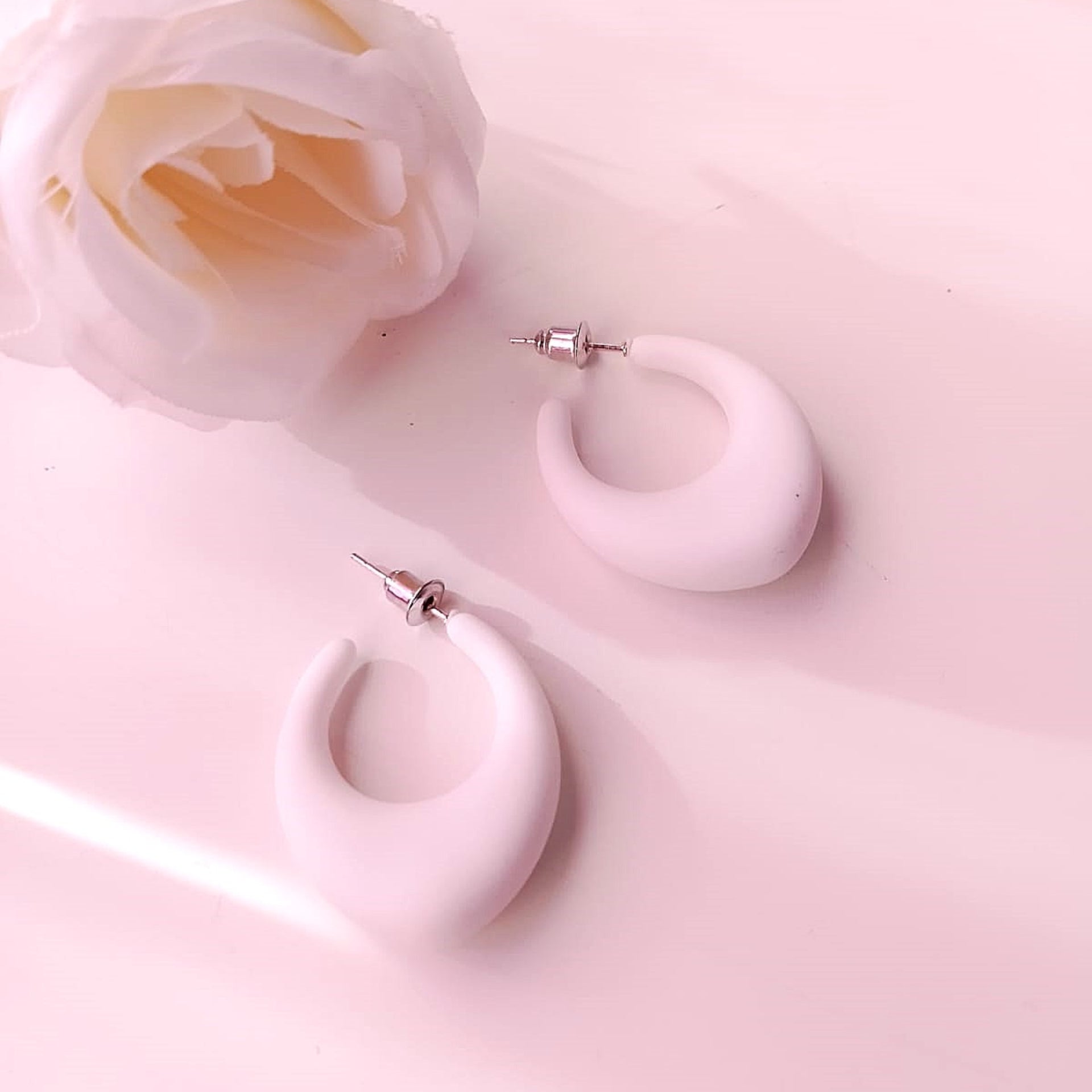 Pastel Dreams Multicolour Hoop Earrings Set – 3 Pair Chunky Matte Hoops for Women & Girls