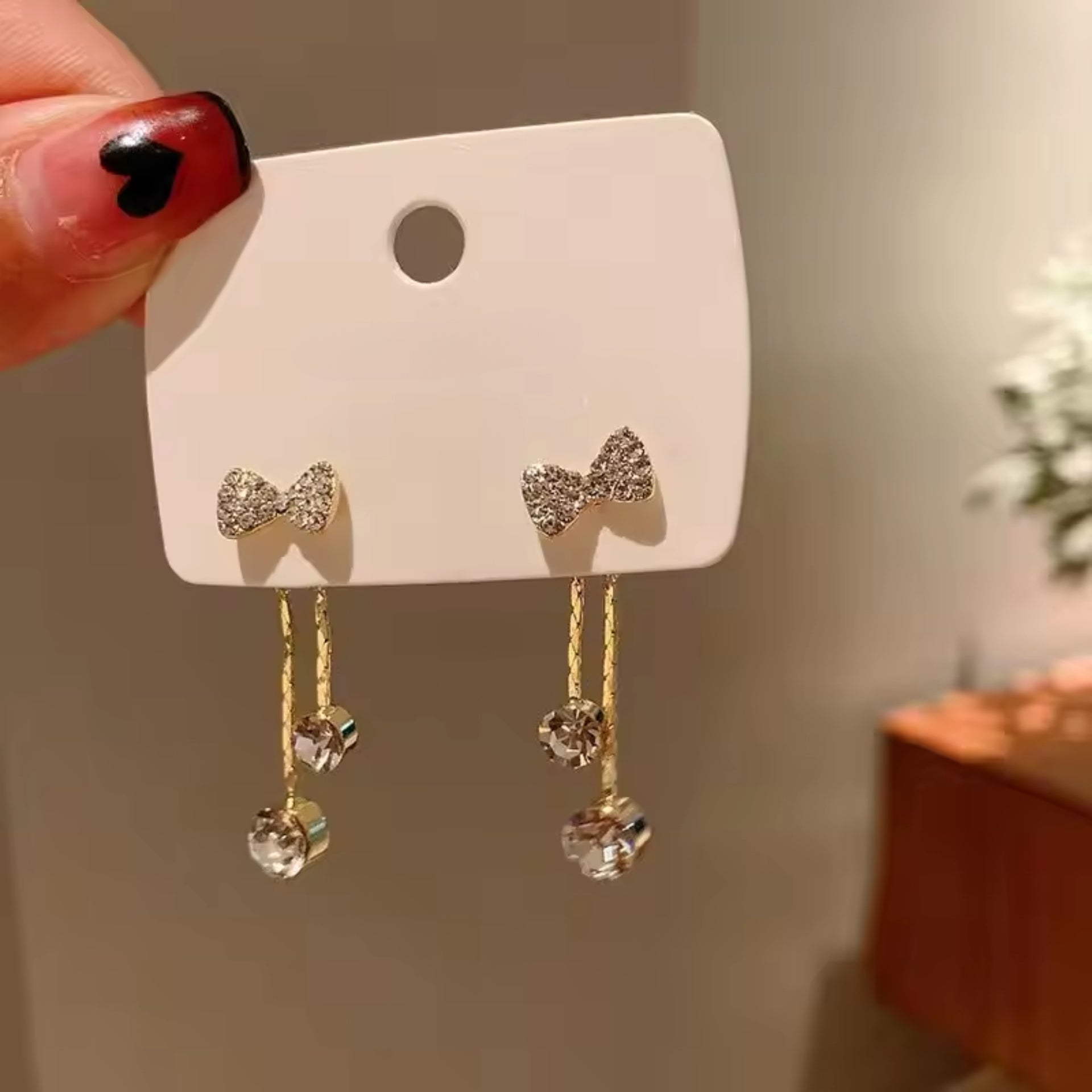 Dazzling Diamond Bow Drop Earrings