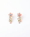 Pink Floral Enamel Dangler Earrings
