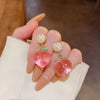 Pink Peach Enamel Charm Earrings