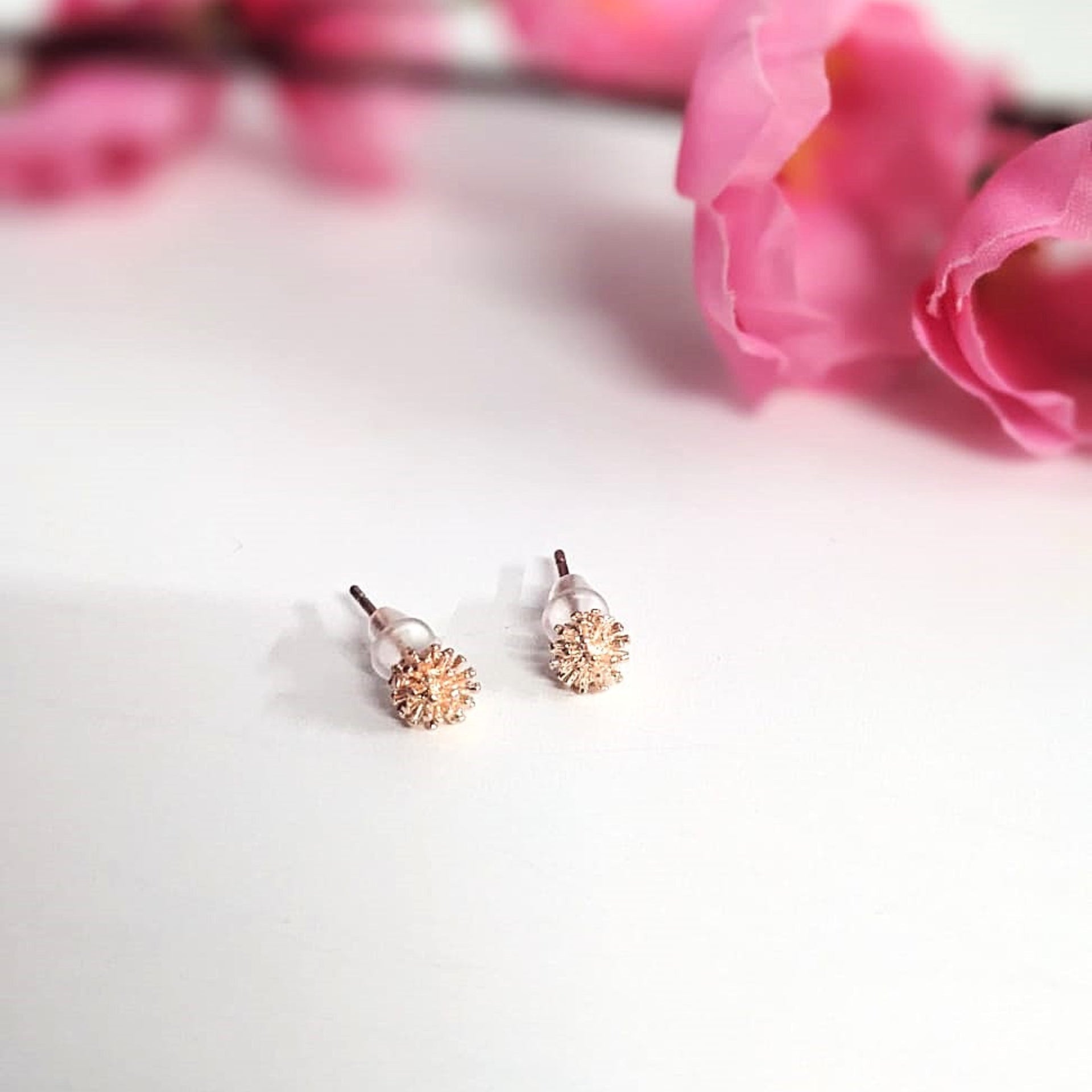 Rosegold Petite Hoops & Stud Earrings Combo – 3 Studs + 1 Hoop Set for Women