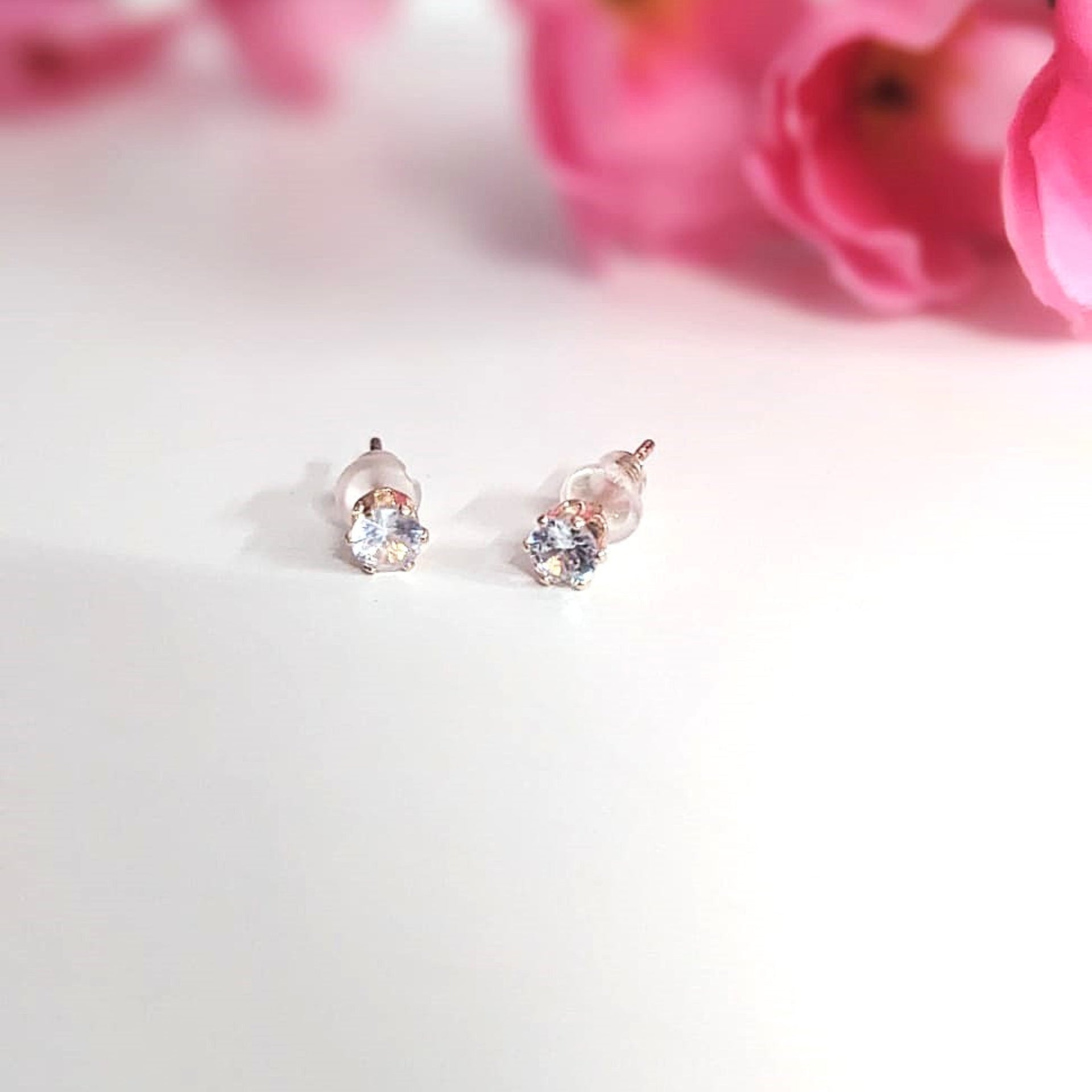 Rosegold Petite Hoops & Stud Earrings Combo – 3 Studs + 1 Hoop Set for Women