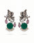 Radha Krishna Oxidised Earrings for women in Green with Pearl Drops