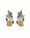 Radha Krishna Beautiful Silver Plated Oxidised Earring in yellow