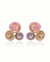 Pastel Swirl Stud Earrings for Women – Pink, Purple & Gold Enamel Earrings