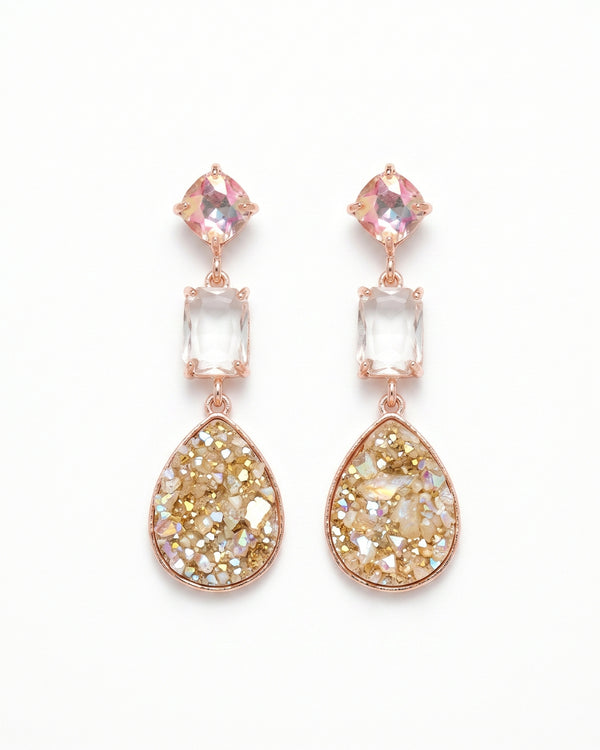 Long Rhinestone Teardrop Dangler Design Earrings(WHITE)