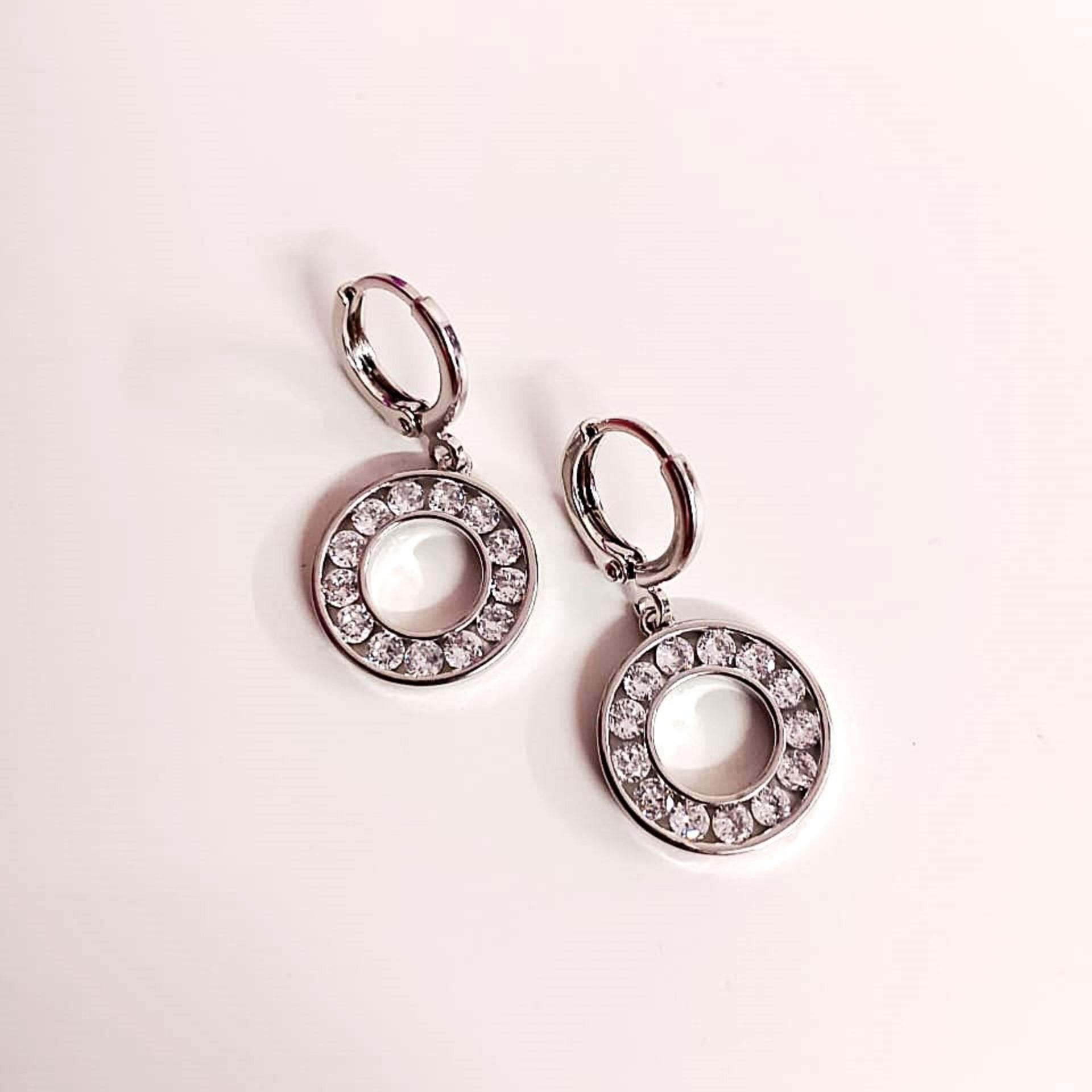 Diamond Radiance Circle Hoop Earrings – Elegant Silver Crystal Hoops for Women