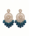 Blue Sunburst Crystal Earrings – Glamorous Beaded Statement