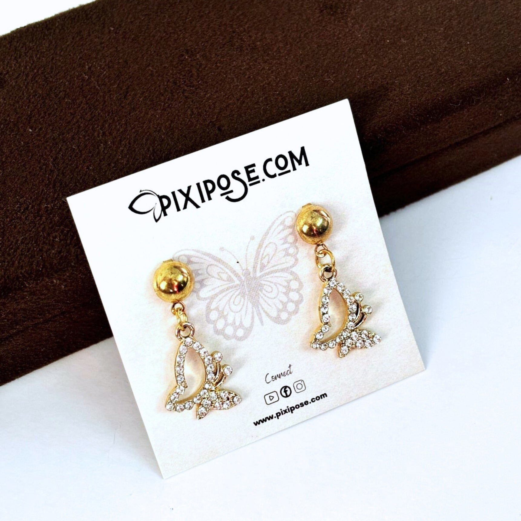 Cute Crystal Butterfly Drops Earrings