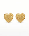 Elegant Claw Pave Sparkling Heart Stud Earrings