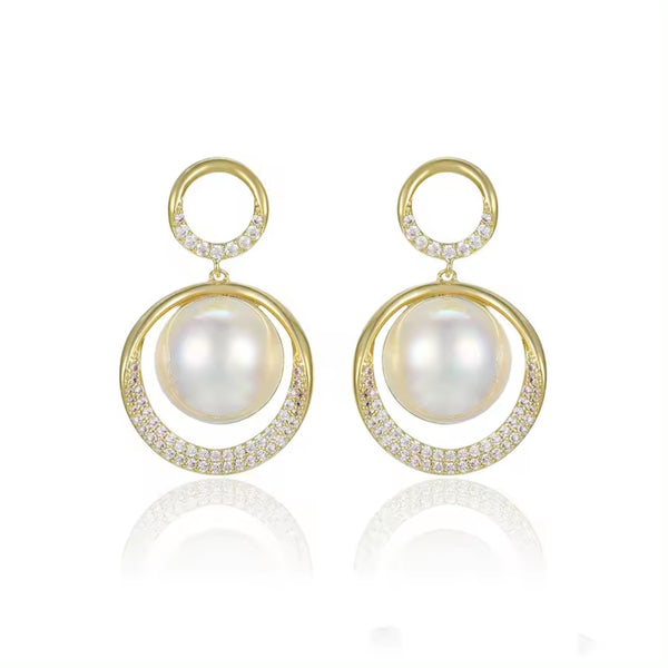 Classic Round Pearl Drop Earrings