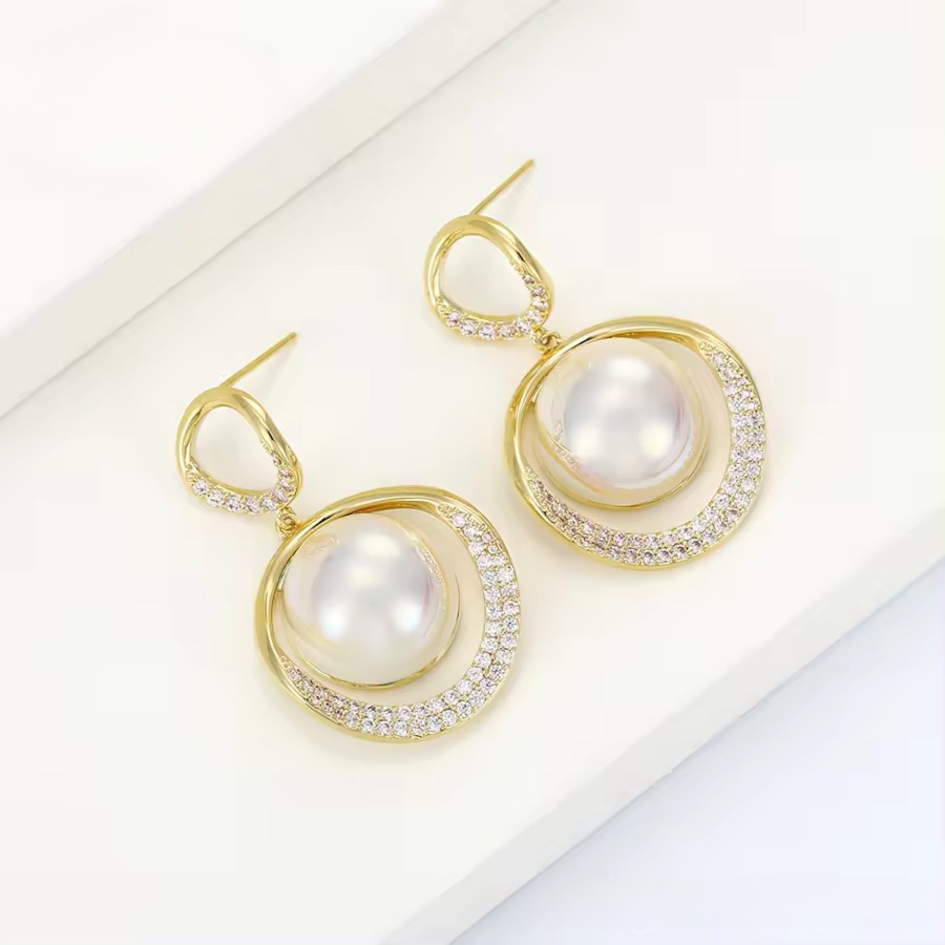 Classic Round Pearl Drop Earrings