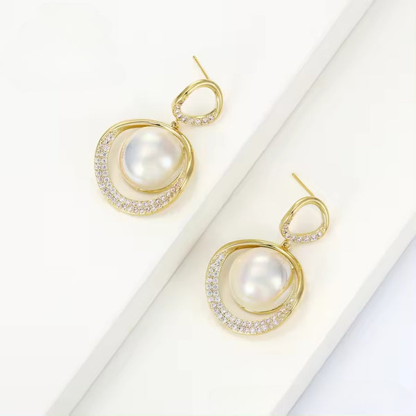 Classic Round Pearl Drop Earrings