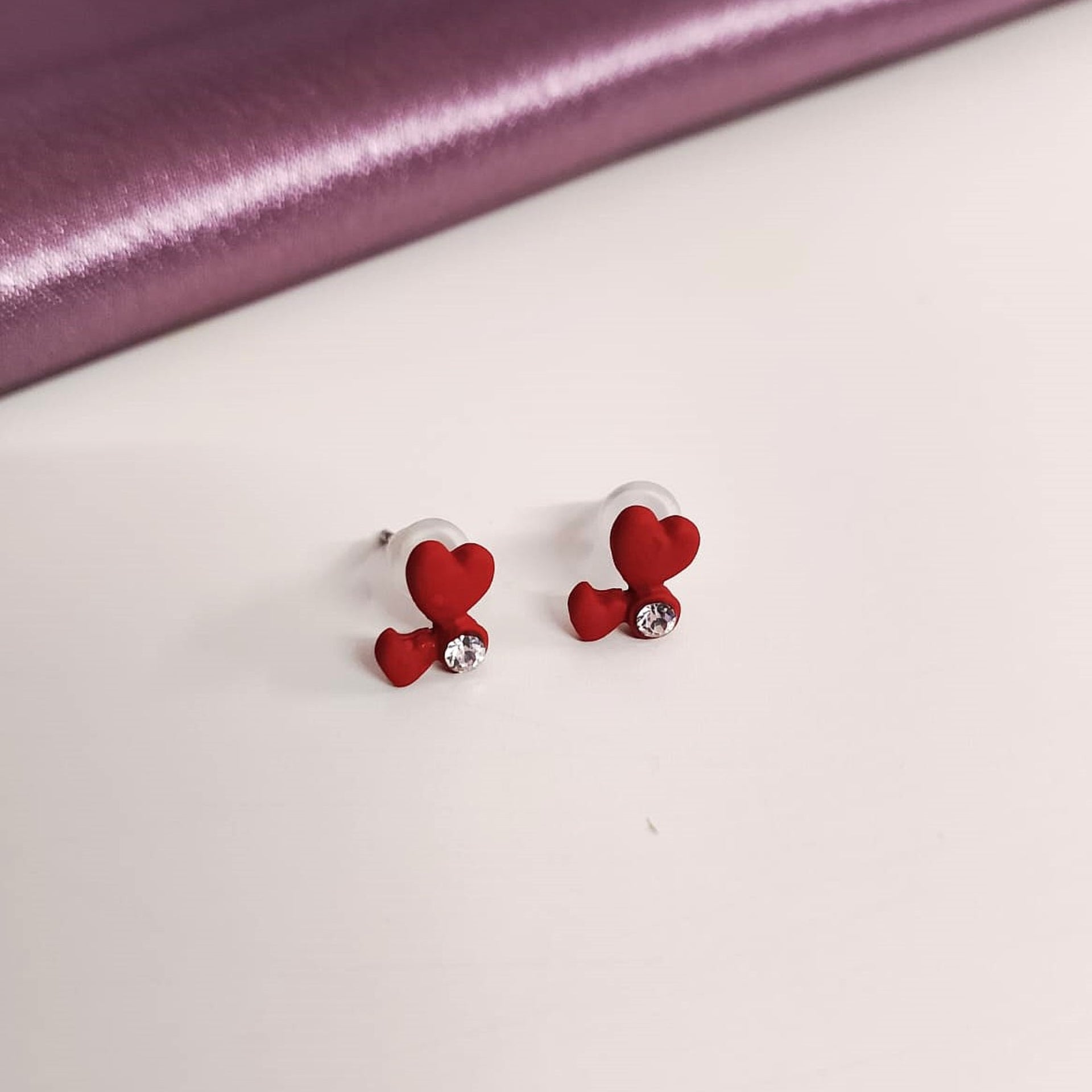 Scarlet Heart & Bow Stud Earrings Combo – Cute Pearl, Red Heart & Ball Studs for Women & Girls