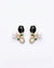 Black Tulip Floral Earrings with Pearl Drop