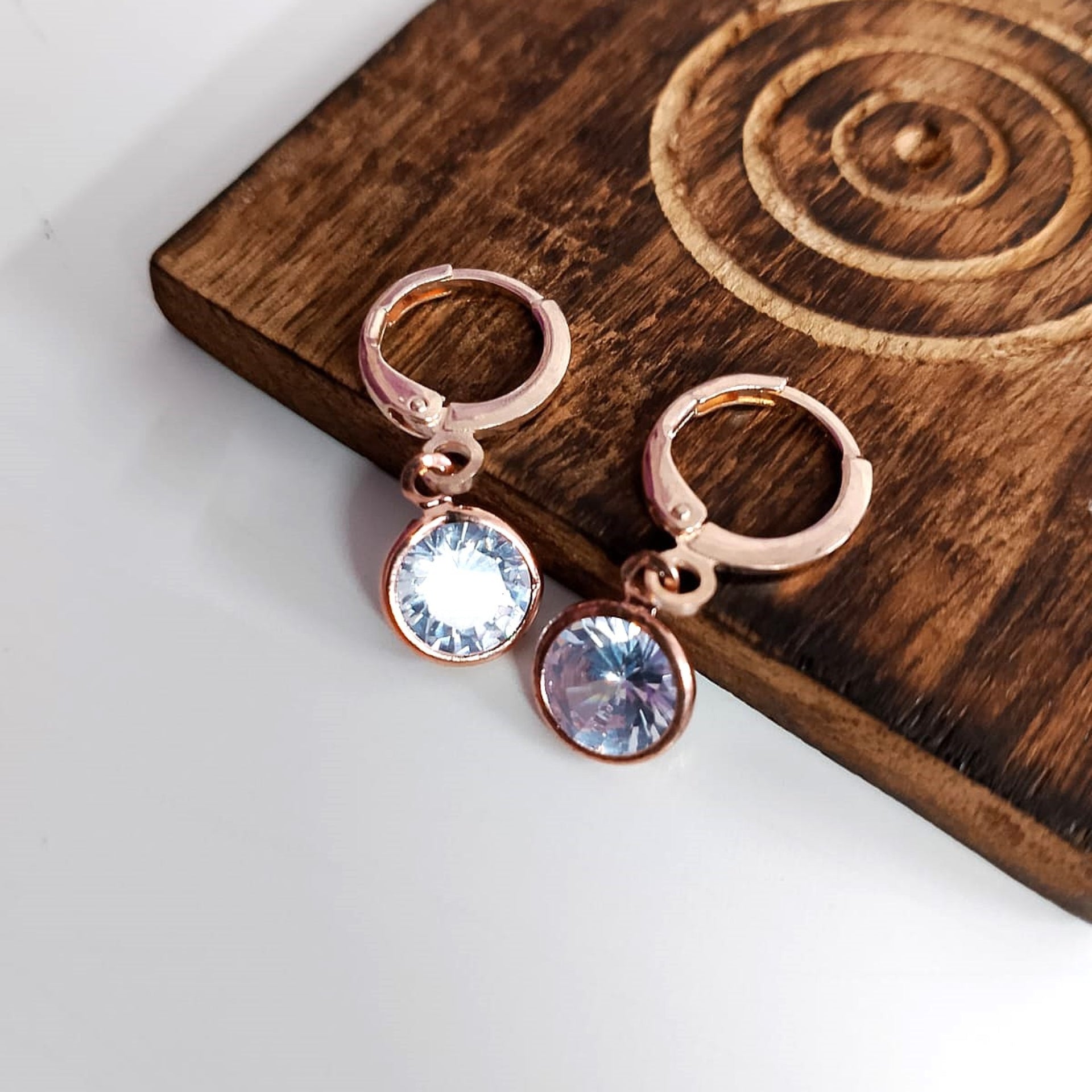 Rose Gold Zirconia Shell Earrings Combo – 3 Pair Dangler Hoops for Women