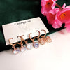 Rose Gold Zirconia Shell Earrings Combo – 3 Pair Dangler Hoops for Women