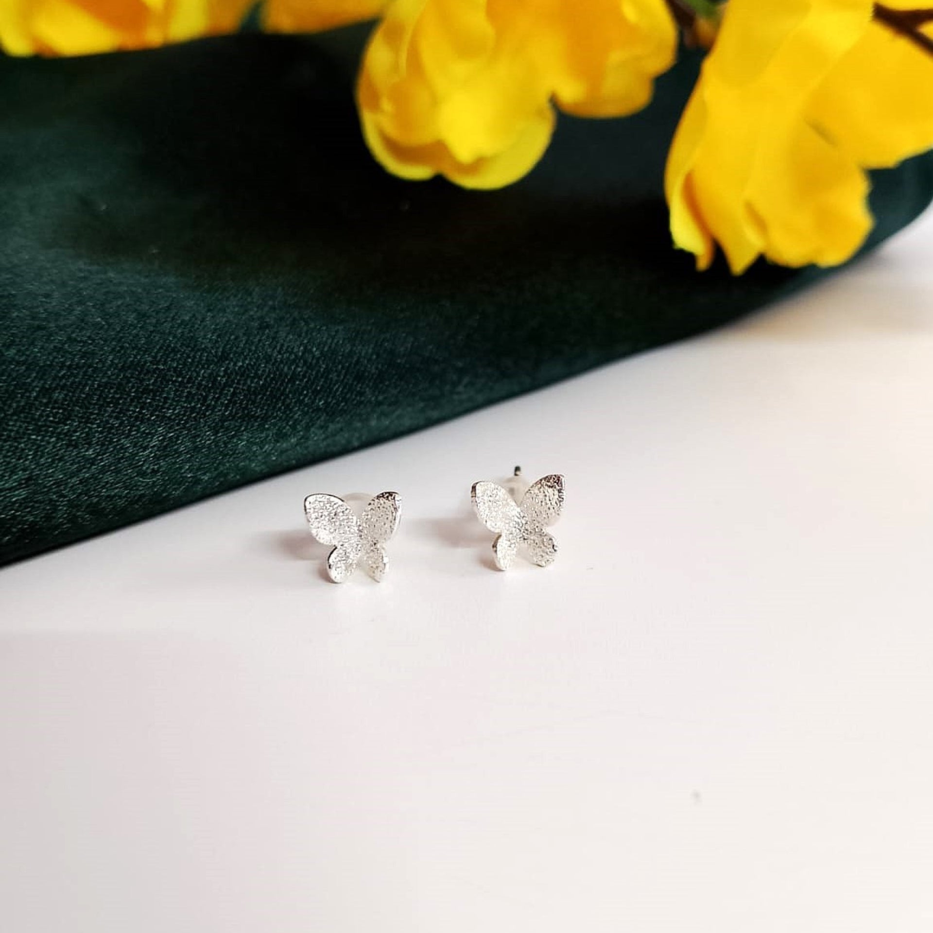 Shimmering White Butterfly Stud Earrings Combo Set – Dainty Crystal Studs for Women & Girls