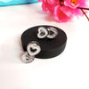 Silver Double Heart Stud Earrings – Sparkling Diamond Accents for Women