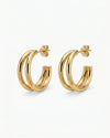 Golden Double Line Hoop Earrings