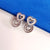 Silver Double Heart Stud Earrings – Sparkling Diamond Accents for Women