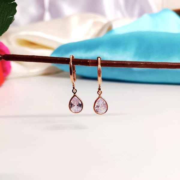 Zirconia Hoop Earrings Combo Set – Rose Gold Floral, Teardrop & Stud Hoops for Women