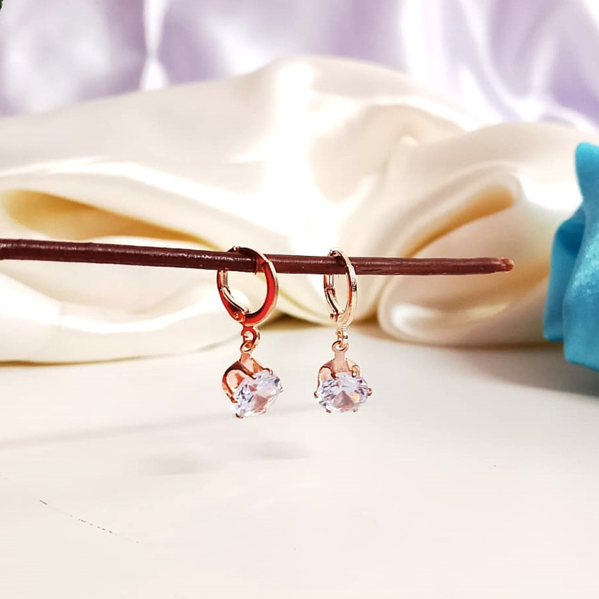 Zirconia Hoop Earrings Combo Set – Rose Gold Floral, Teardrop & Stud Hoops for Women