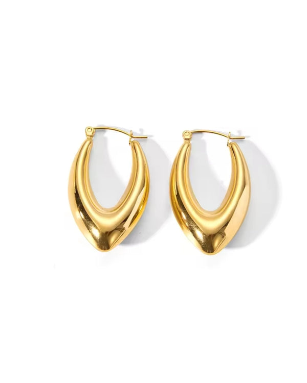Golden Thick Long Hoops Earrings