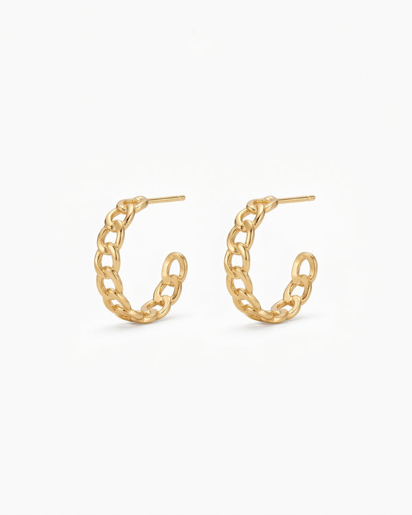 Golden Chain Link Hoop Earrings