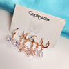Zirconia Hoop Earrings Combo Set – Rose Gold Floral, Teardrop & Stud Hoops for Women