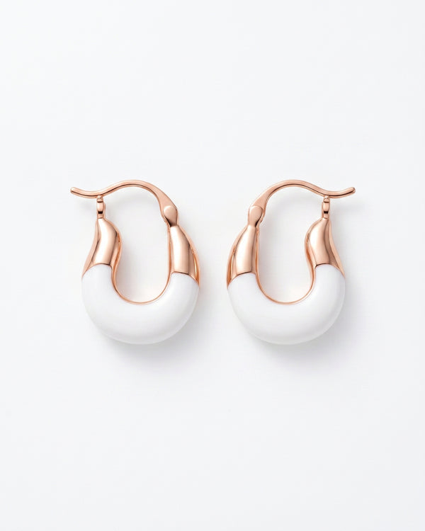 Elegance White Bead Hoops