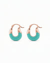 Emerald Glow Beaded Hoop Earrings – Green Enamel Chunky Hoops for Women