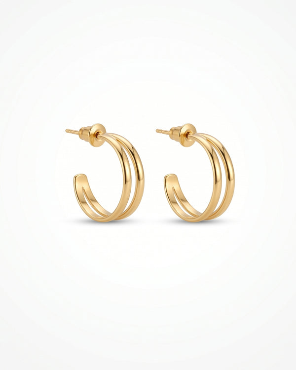Twin Radiance Golden Hoops