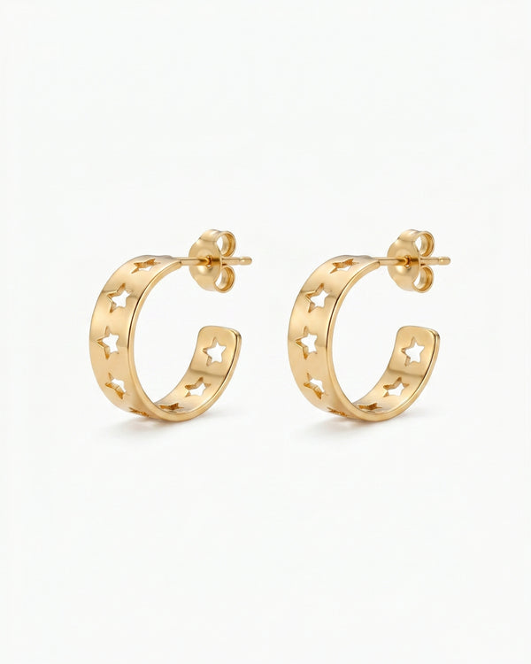 Star Cutout Gold Hoop Earrings – Shine Subtly, Glow Daily