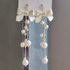 Dainty Bow Pearl Drop Earrings