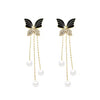 Graceful Butterfly Drop Pearl Earrings