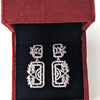 Radiant Rectangle White AD Floral Earrings