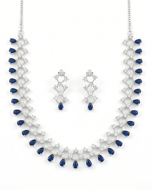 Zig Zag Azure AD Necklace Set BLUE