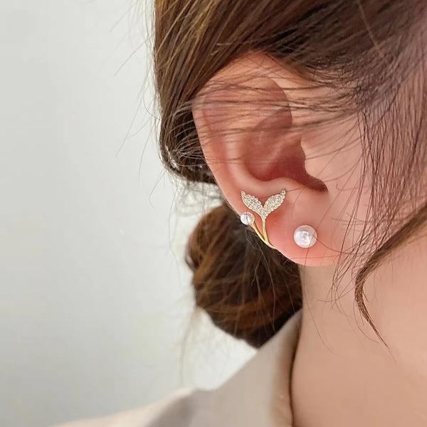 Crystal Mermaid Tail Stud Earrings