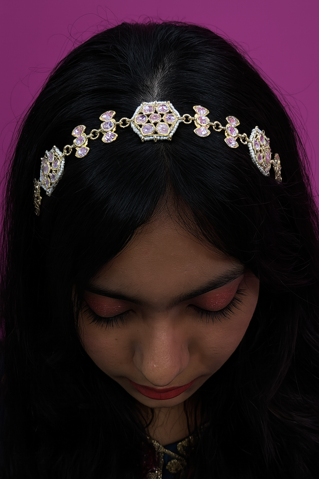 Traditional Pearl Golden Mattha Patti – Ethnic Bridal Forehead Jewelry