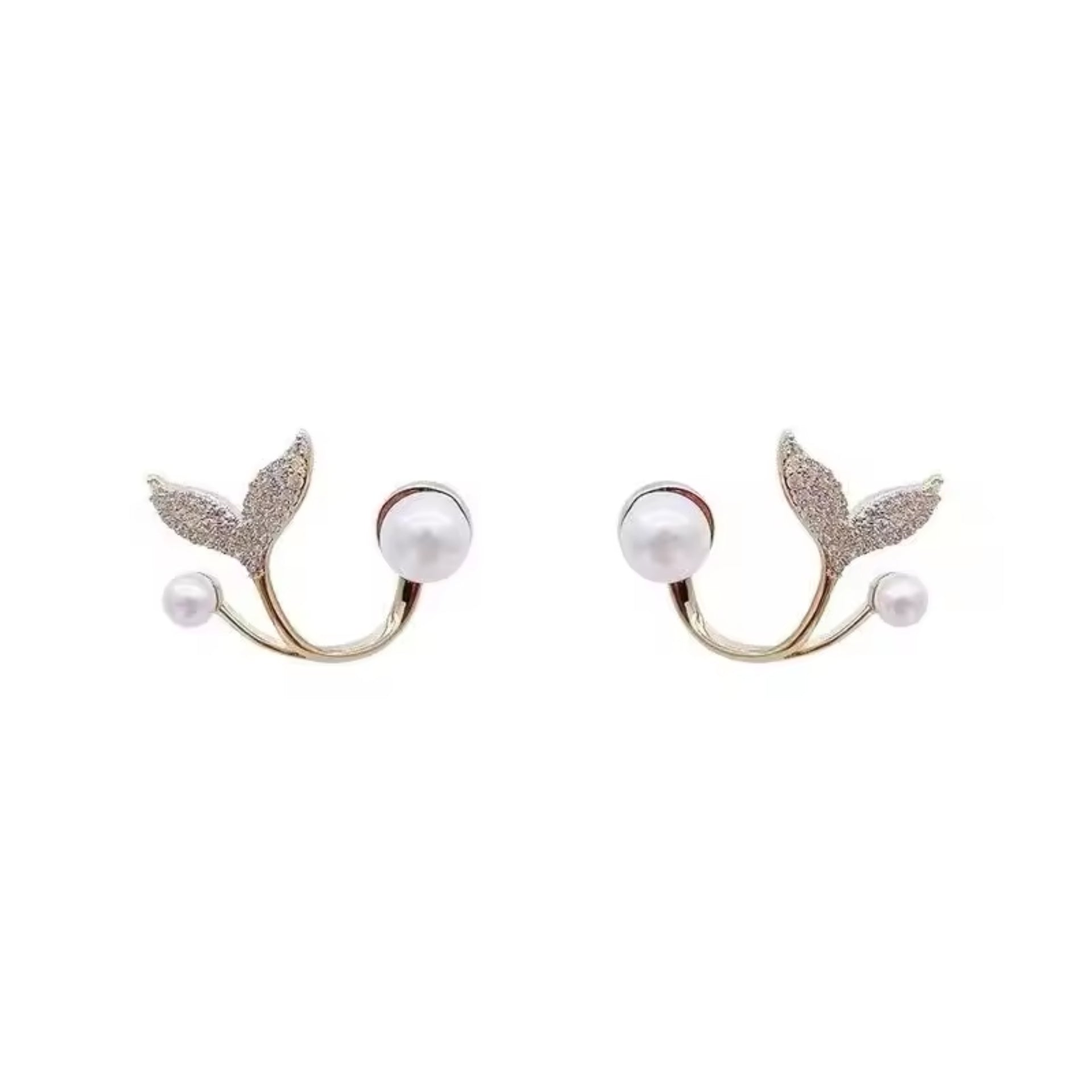 Crystal Mermaid Tail Stud Earrings