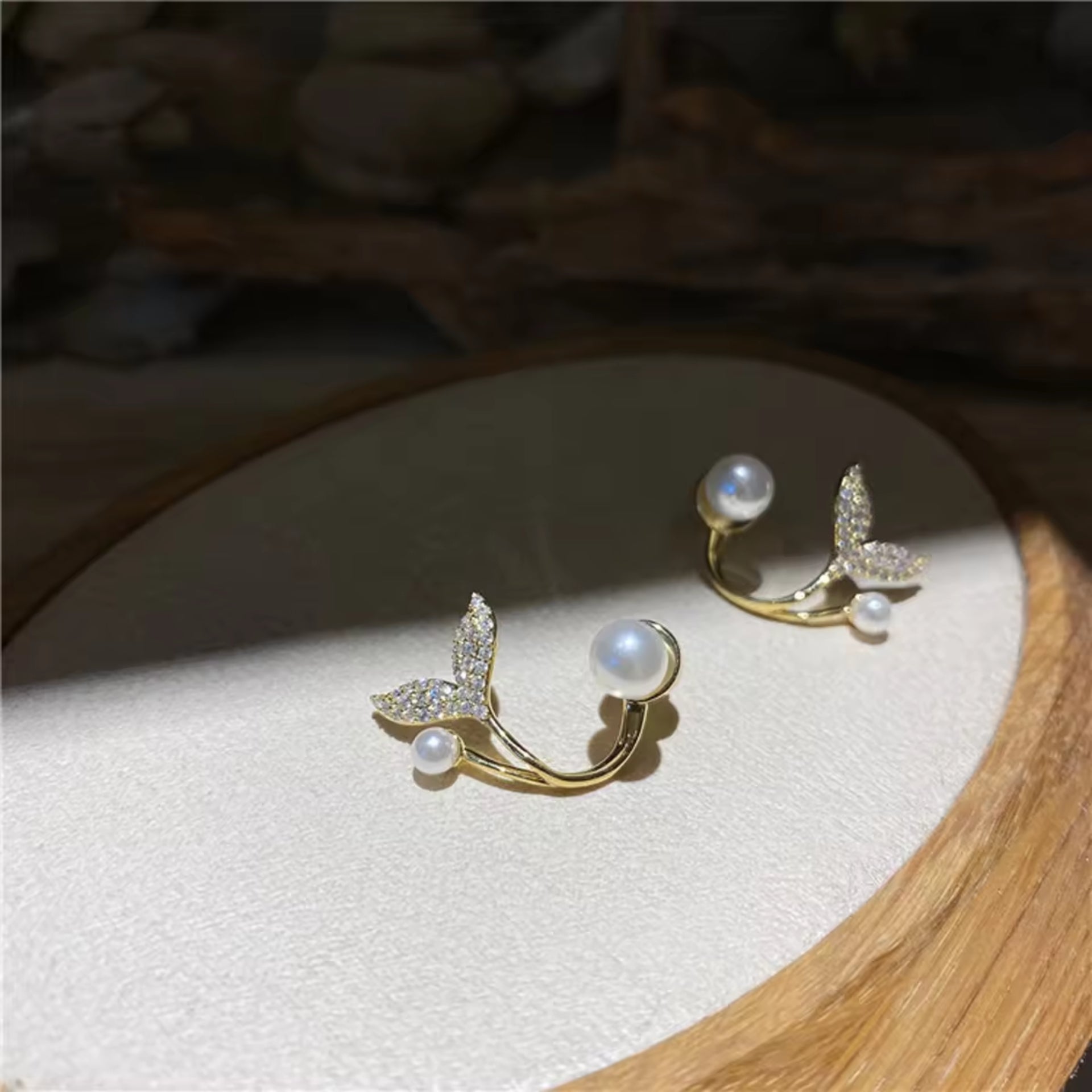 Crystal Mermaid Tail Stud Earrings