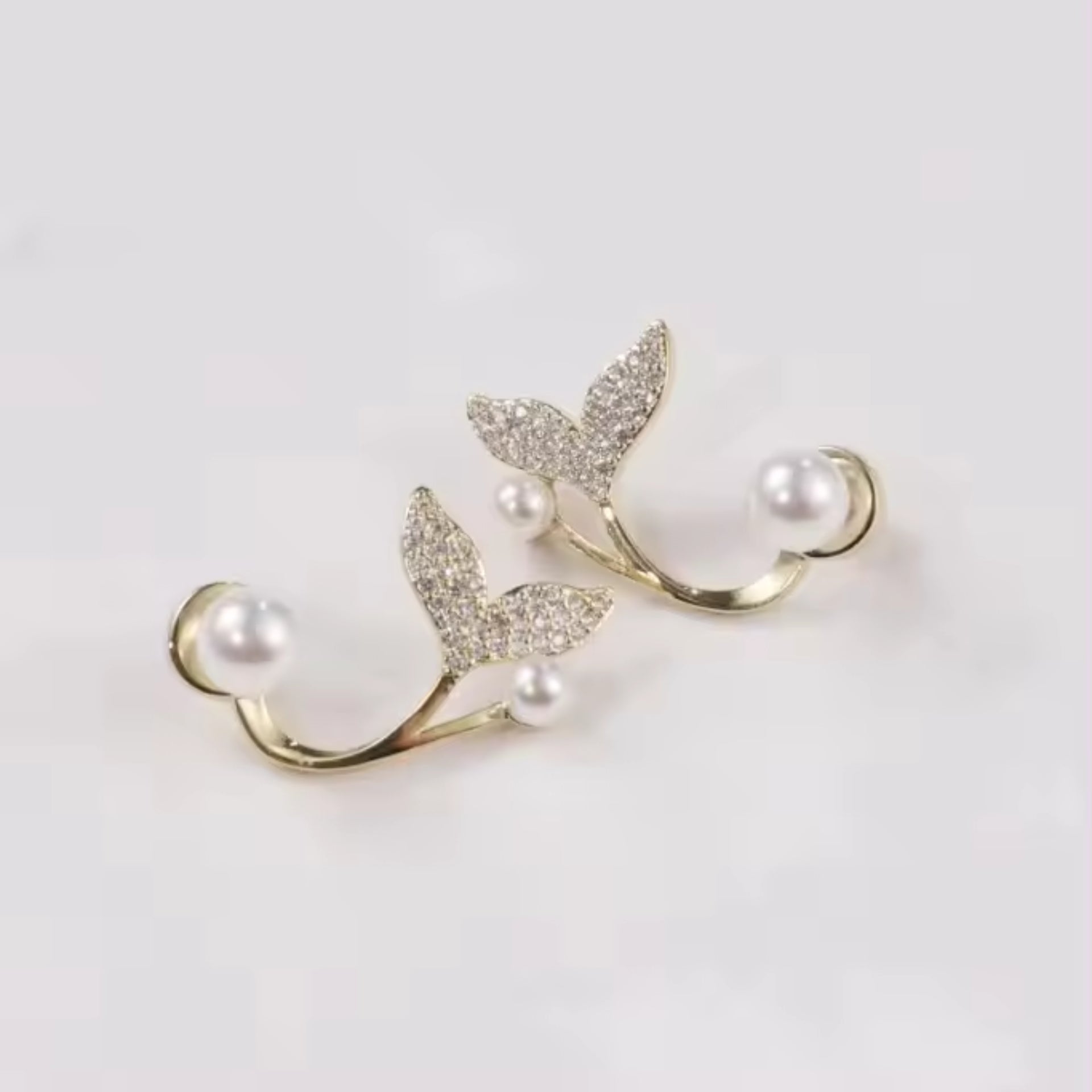 Crystal Mermaid Tail Stud Earrings