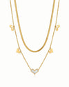 White Heart Double Layer Chain Necklace