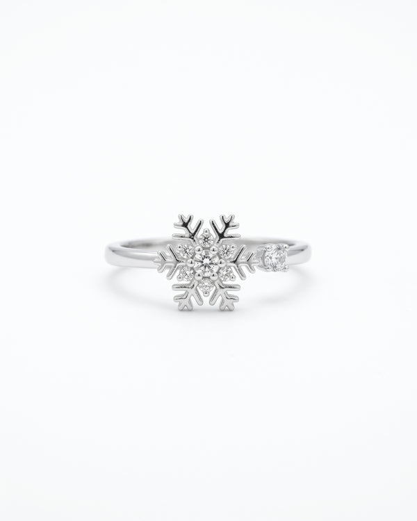 Silver Crystal Snowflake Spin Ring