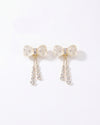 Elegant White Bow Drop Earrings